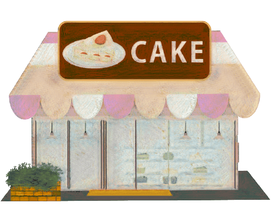 手書きのケーキ屋の絵のイラスト