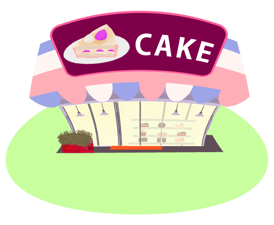 ポップなケーキ屋のイラスト