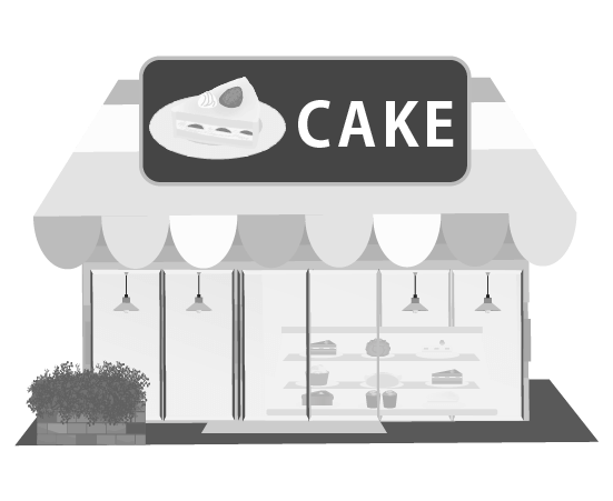 ケーキ屋(白黒)のイラスト
