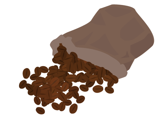 コーヒー豆と袋のイラスト