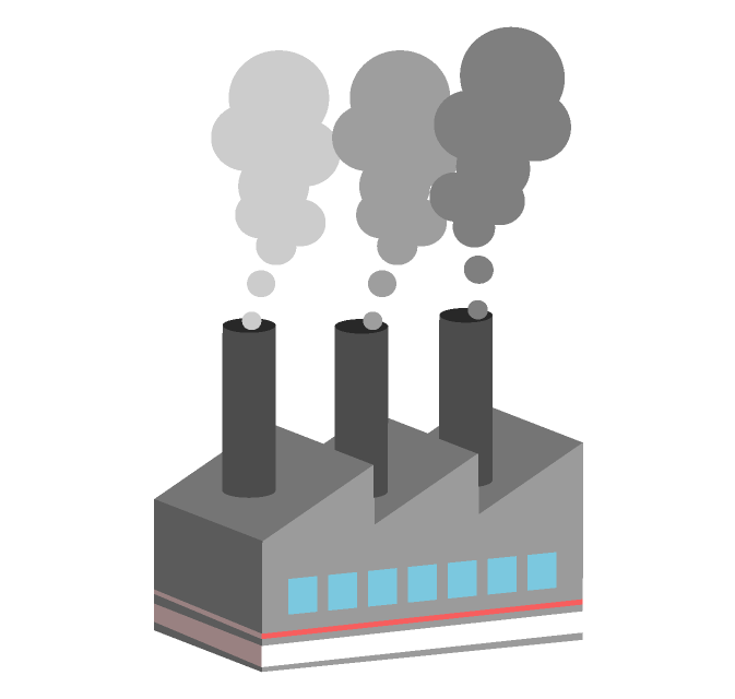 工場の無料イラスト - 煙突と公害・地図イメージ素材 - チコデザ