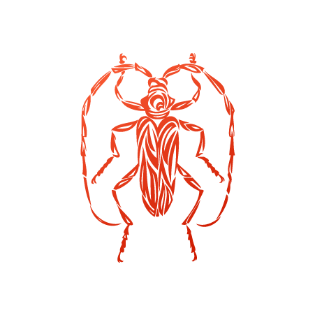 クビアカツヤカミキリのトライバルマークのイラスト赤