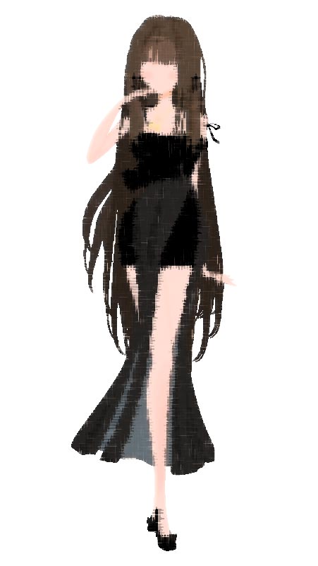 黒いドレスのイラスト(パッチワークタッチ)
