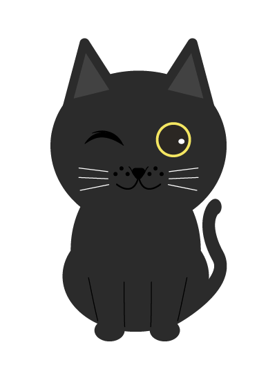 ウインク黒猫のイラスト