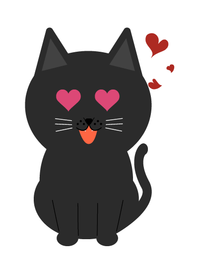 恋する黒猫のイラスト