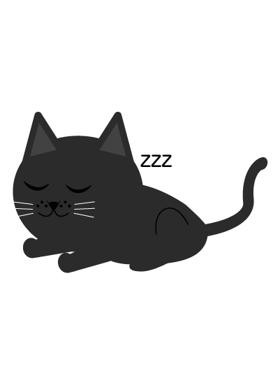 寝る黒猫のイラスト