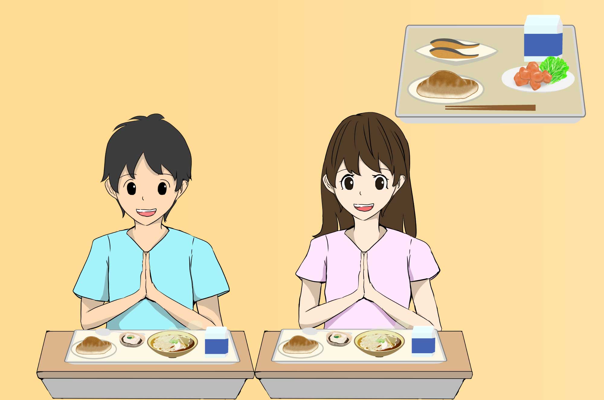 給食の無料イラスト - 学校の楽しい時間のフリー素材