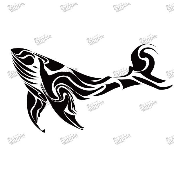 クジラのタトゥー風イラスト