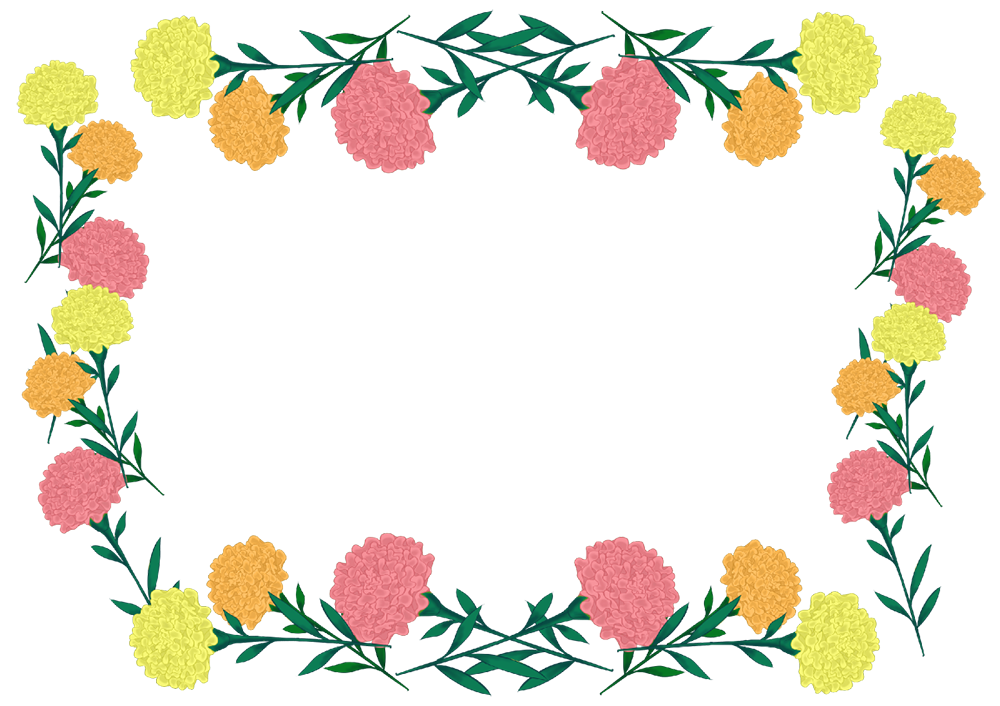 マリーゴールドの四角フレーム(背景なし1000×706)
