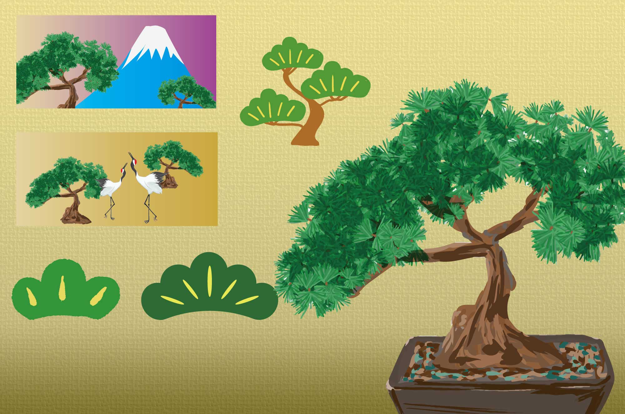 松のイラスト - 盆栽・和や縁起物のイメージフリー素材