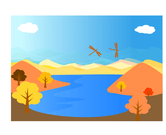 秋の湖のイラスト