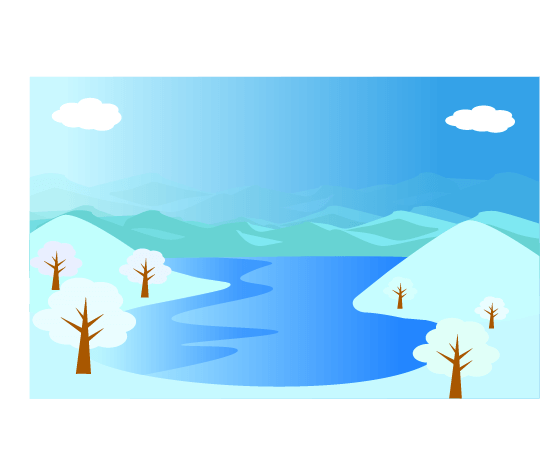 冬の湖のイラスト
