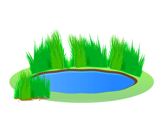 草と湖のイラスト