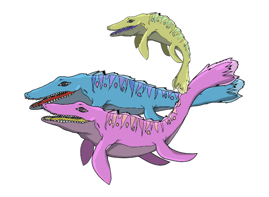 可愛いモササウルスの親子のイラスト
