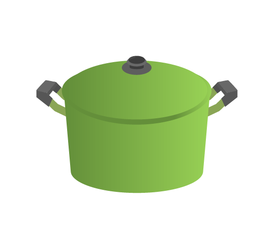 かわいい鍋(緑)のイラスト