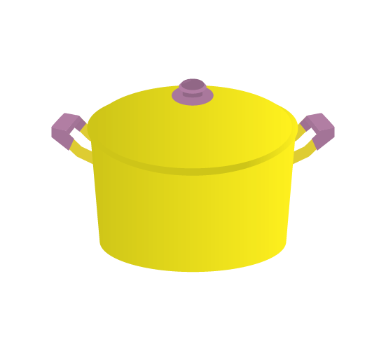 かわいい鍋(黄色)のイラスト