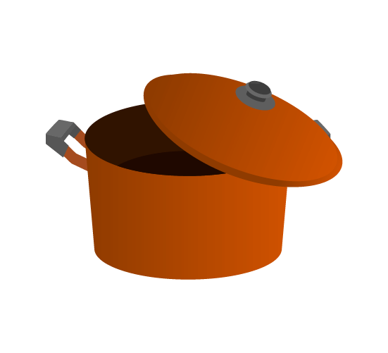 蓋が空いたかわいい鍋のイラスト