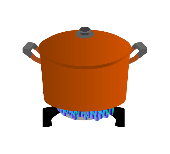 火にかけたかわいい鍋のイラスト
