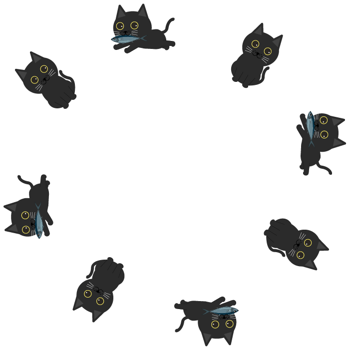 可愛い黒猫円フレームのイラスト