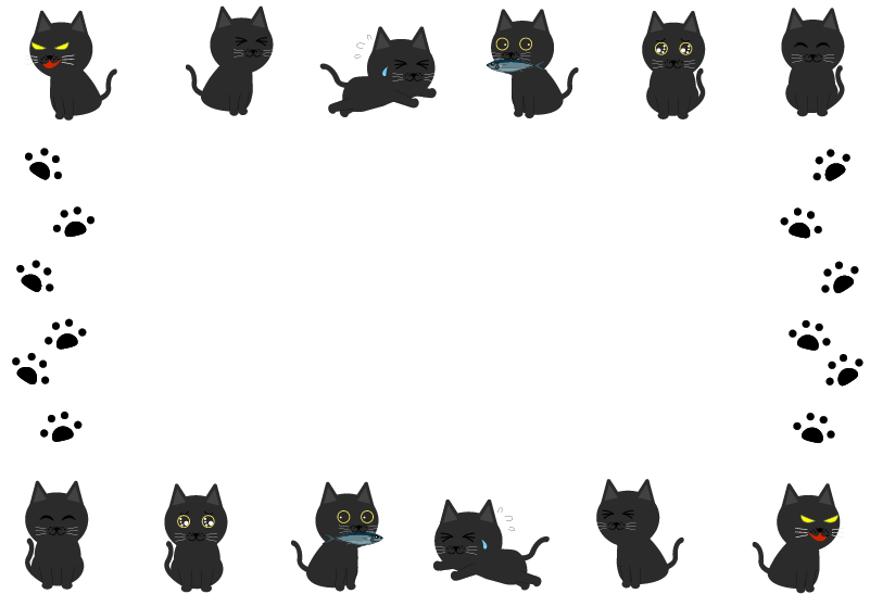 黒猫フレームのイラスト