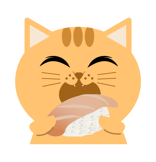 寿司を食べる猫のイラスト