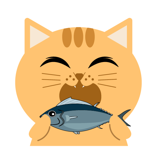 魚を食べる猫のイラスト