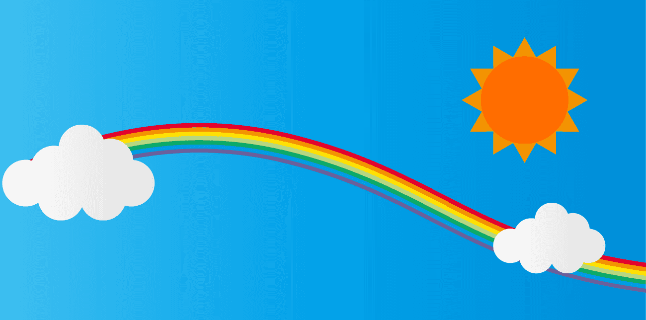 青空と横に伸びた虹イラスト