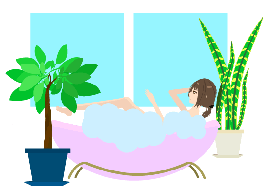 女性とお風呂のイラスト