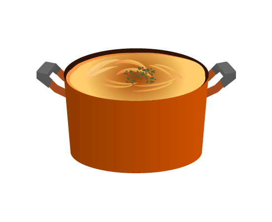 鍋とオニオンスープのイラスト