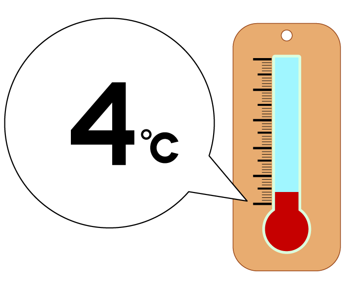 4度の温度計のイラスト