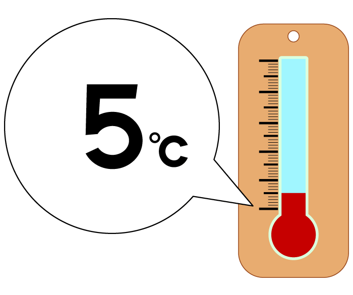 5度の温度計のイラスト