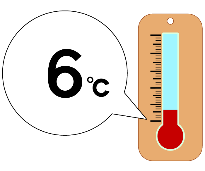 6度の温度計のイラスト
