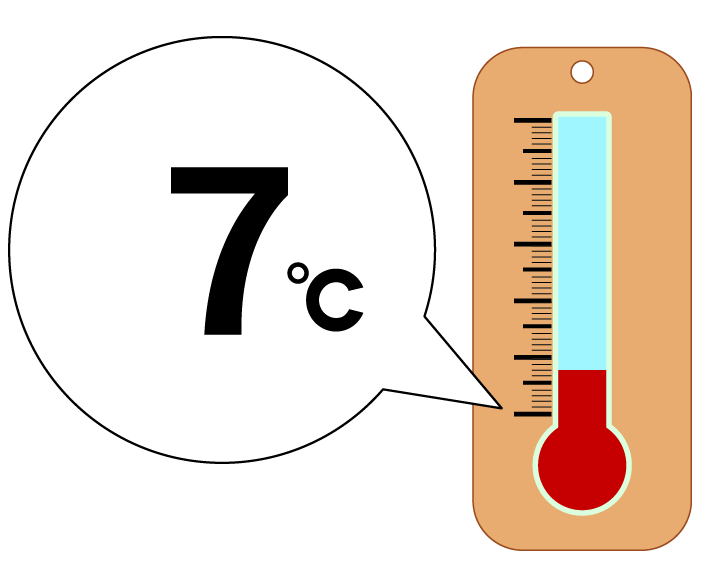 7度の温度計のイラスト