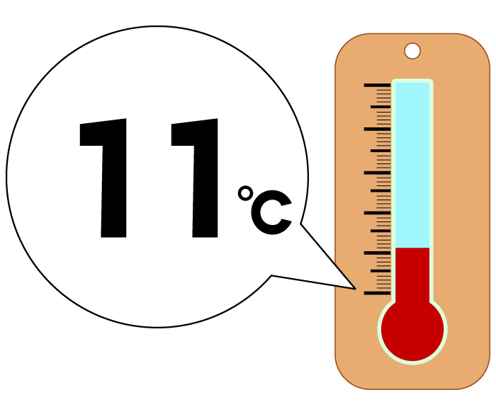 11度の温度計のイラスト
