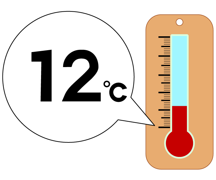 12度の温度計のイラスト