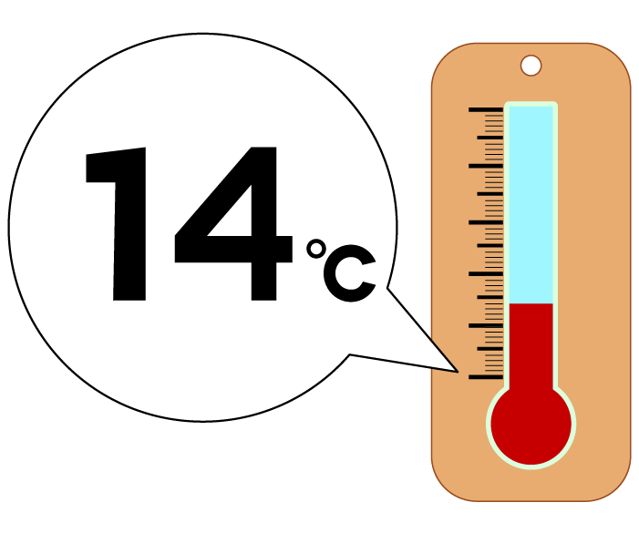 14度の温度計のイラスト