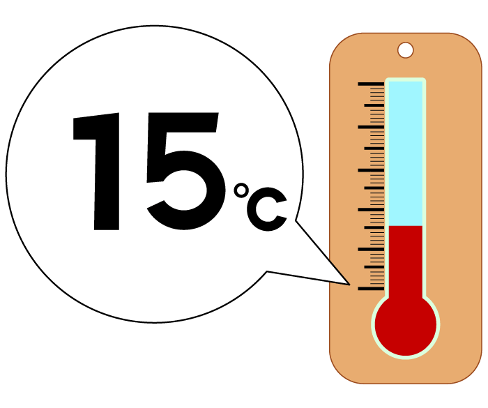15度の温度計のイラスト