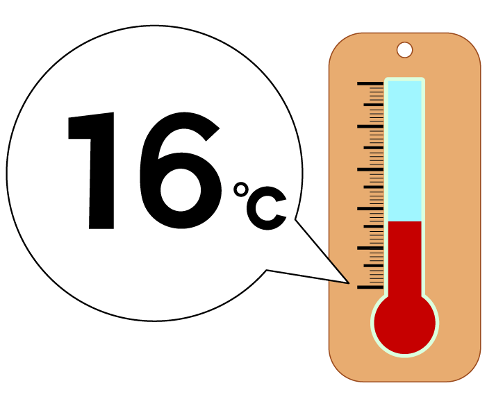 16度の温度計のイラスト