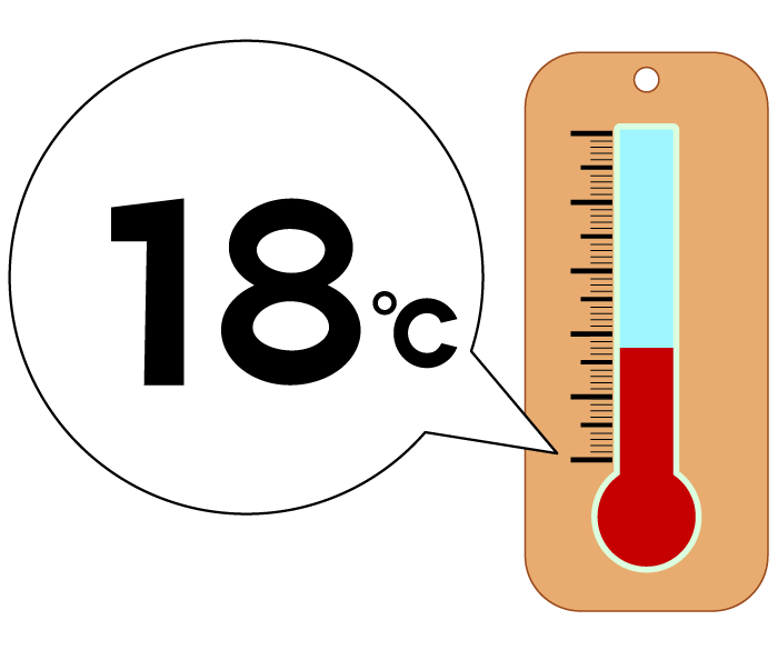 18度の温度計のイラスト