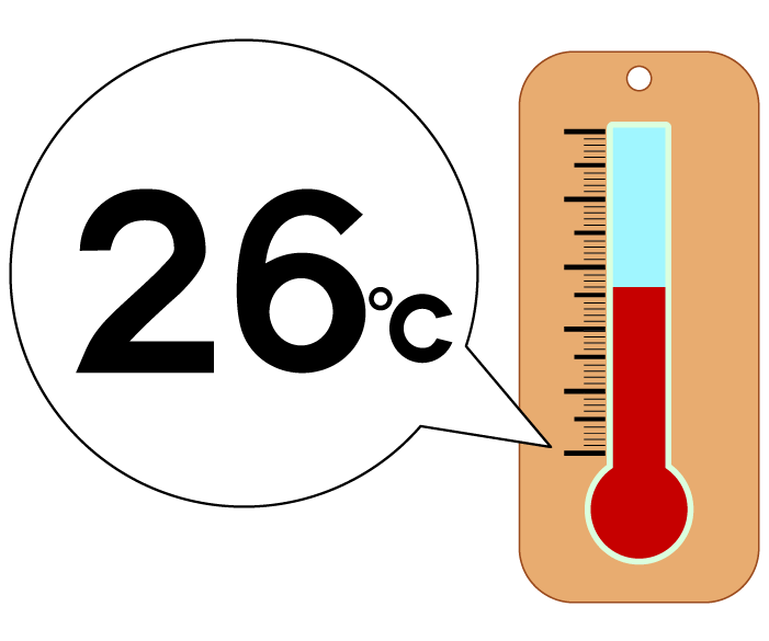 26度の温度計のイラスト