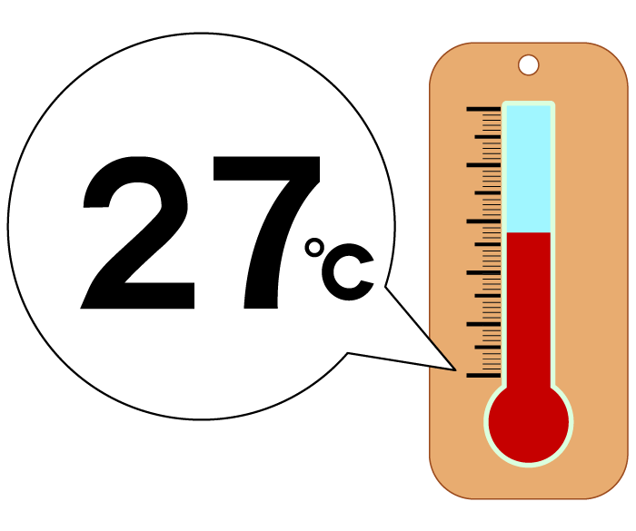 27度の温度計のイラスト