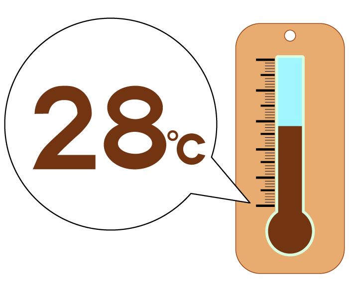 28度の温度計のイラスト