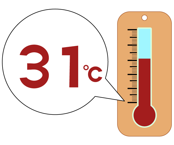 31度の温度計のイラスト