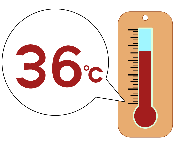 36度の温度計のイラスト
