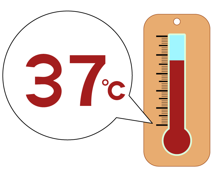 37度の温度計のイラスト