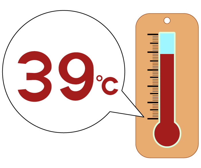 39度の温度計のイラスト