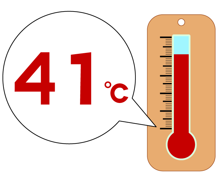 41度の温度計のイラスト