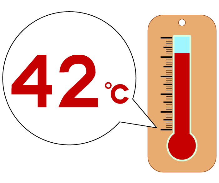 42度の温度計のイラスト