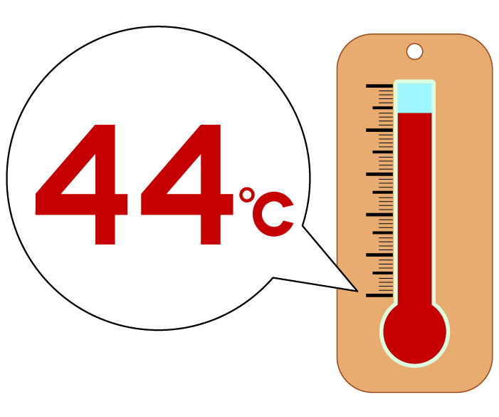 44度の温度計のイラスト
