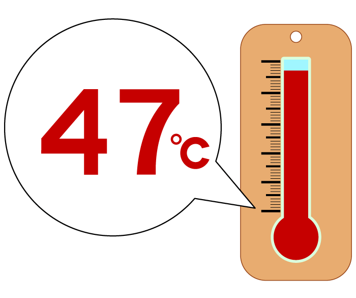 47度の温度計のイラスト